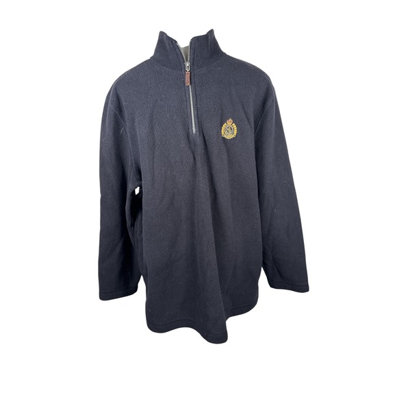 Ralph Lauren Fleece Pullover Mens XL Quarter Zip Black Crest Logo Sweater - Picture 1 of 8